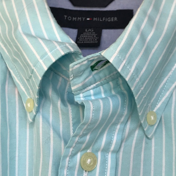 Mens large Tommy Hilfiger blue/white Button down - Picture 4 of 6